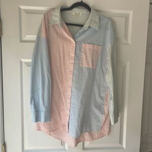 Pastel multicolor oversized button down